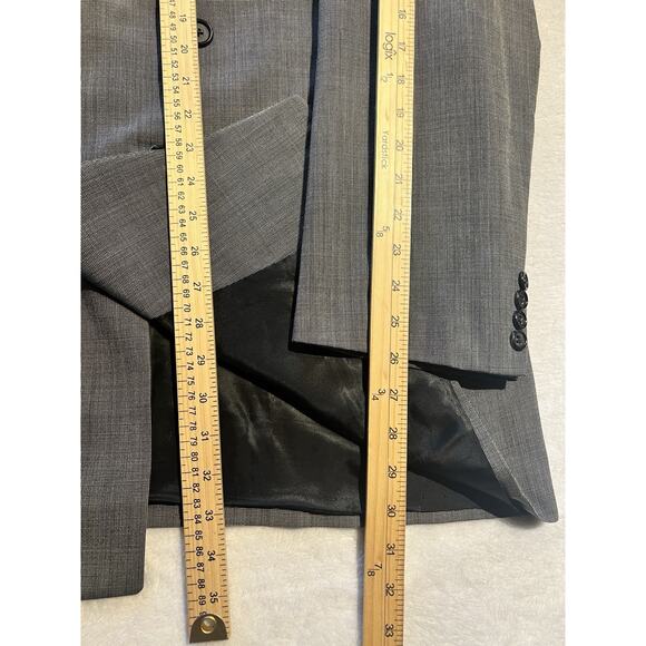 Vintage Burberry Mens 46L Gray Nailhead Double Breasted Designer Power Blazer - Picture 12 of 14